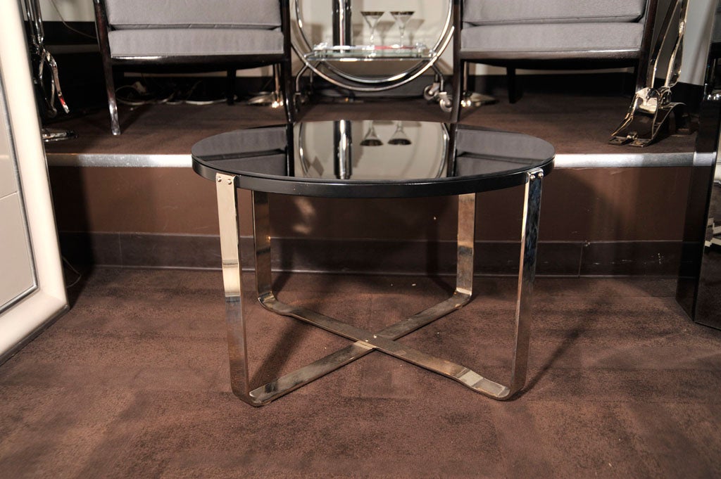 Art Deco Occasional Table with Chromed Base 2