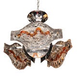 Modernist Murano Glass and Chrome Light Fixture