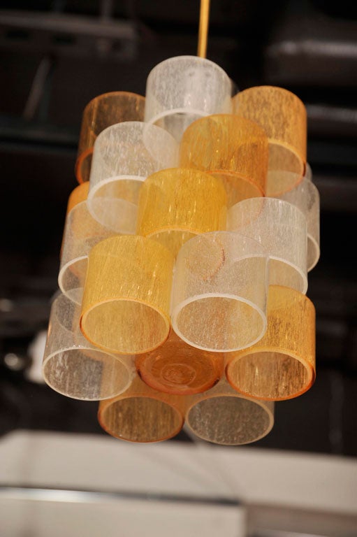 Pair of Venini Multi-Colored Glass Pendant Light Fixtures 3