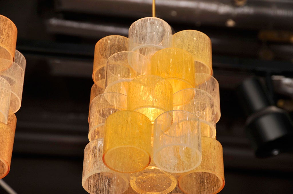 Pair of Venini Multi-Colored Glass Pendant Light Fixtures 4