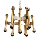 Modernist Brass & Chrome Molecule Inspired Chandelier by Scolari