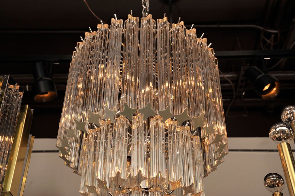 Three Tier Crystal Prism Chandelier by Venini In Excellent Condition In New York, NY