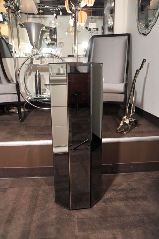 Hollywood Smoked Mirrored Pedestal with Octagon Design