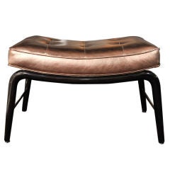 Modernist Bench in Ebonized Walnut and Bronze Leather