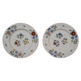 A Pair of Liverpool Polychrome English  Delft Plates