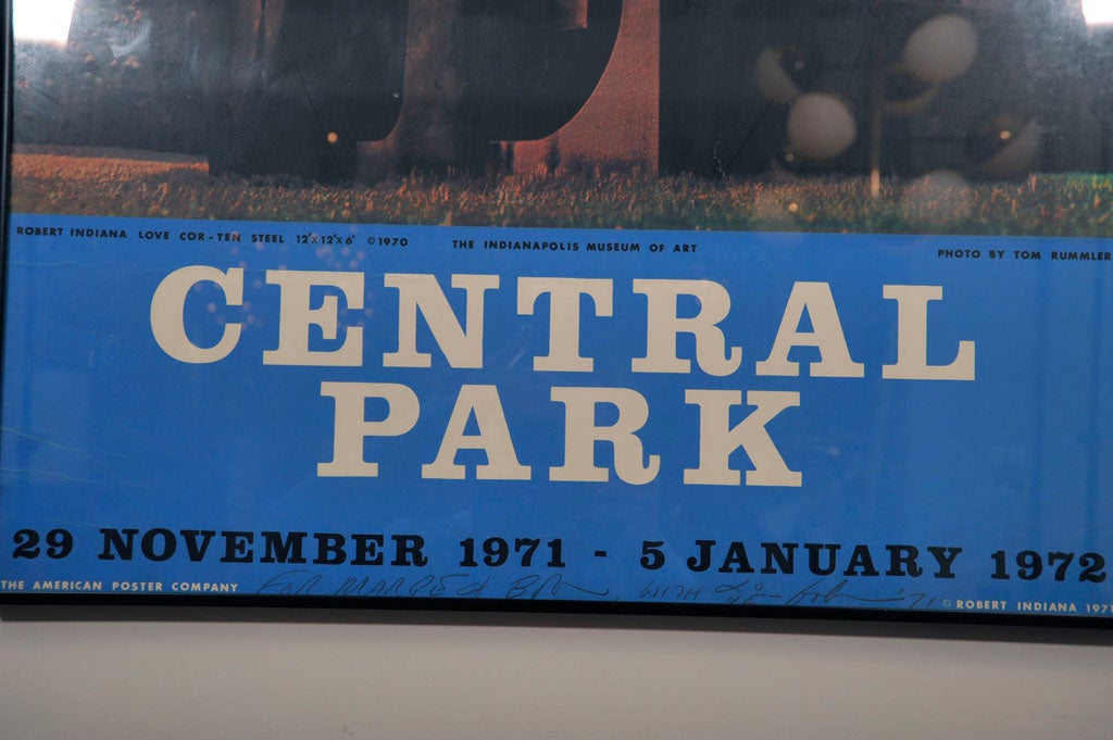 American A Signed Framed Poster Central Park Exhibit by Robert Indiana.