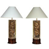Italian Carved and gilt polychrome lamps