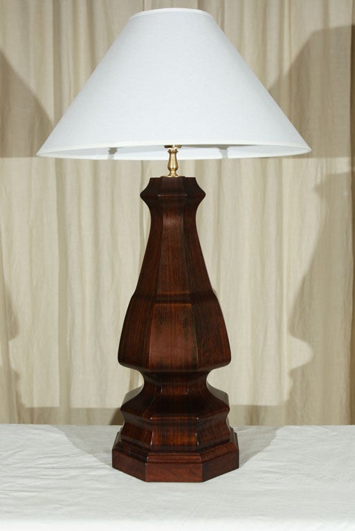 Pair Rosewood Baluster Lamps