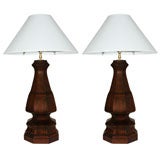 Pair Rosewood Baluster Lamps
