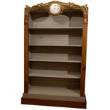Vintage Painted French Bookcase with Clock