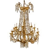1940's French 16 Light Ormolu  and Crystal Chandelier