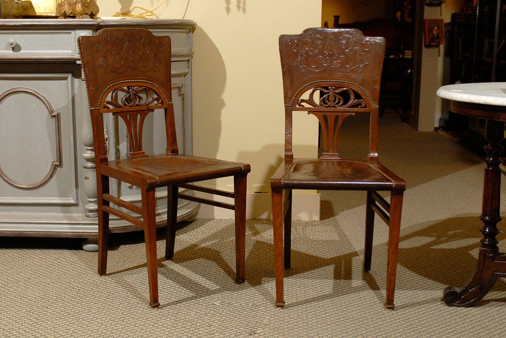 Set of 6 French Art Nouveau Dining Chairs 4