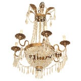 8229  A Gilded Tole And Crystal Italian Chandelier