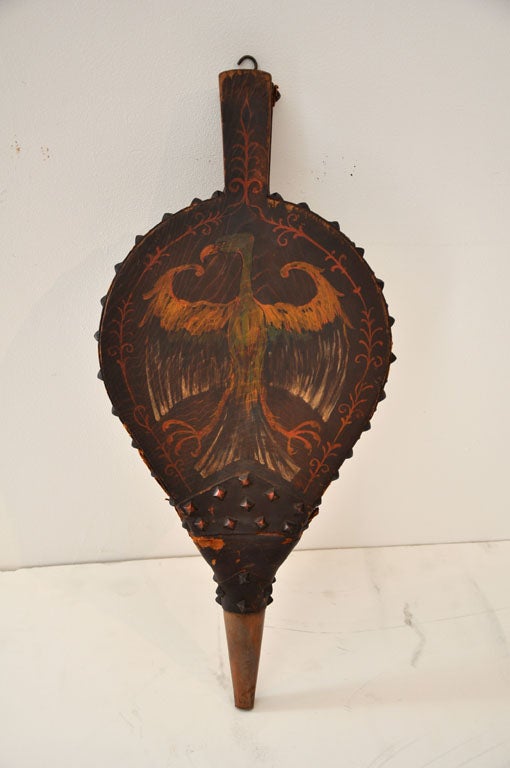 19THC ORIGINAL PAINT DECORATED FIREPLACE BELLOWS /PENNSYLVANIA In Good Condition In Los Angeles, CA