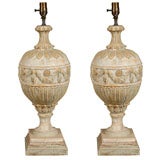 Pair of Hand-carved lamps