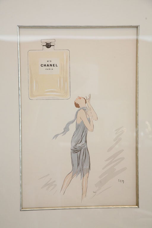 French Original Hand Colored Lithograph for  Chanel  by SEM