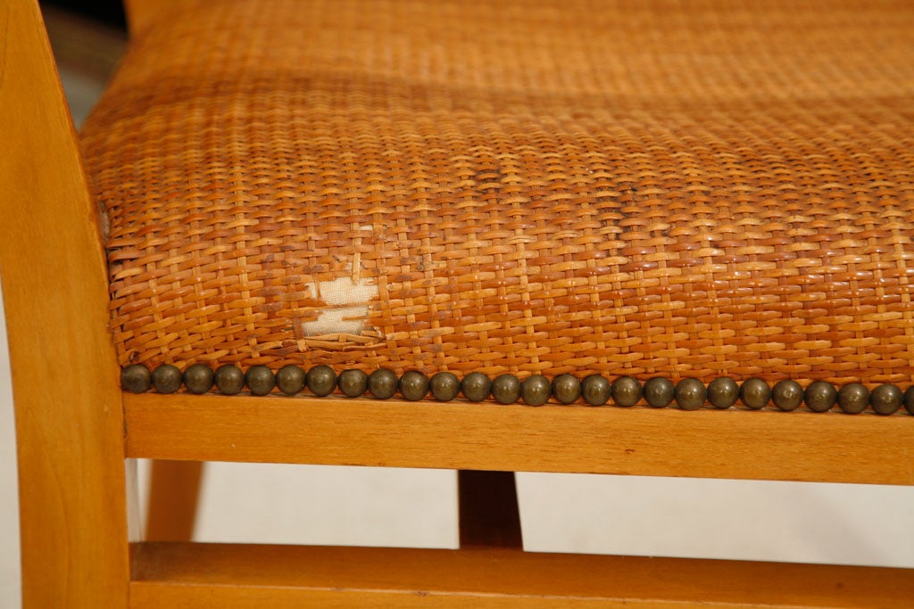 Walnut Armchair in Original Cane and Nailhead Detail 3