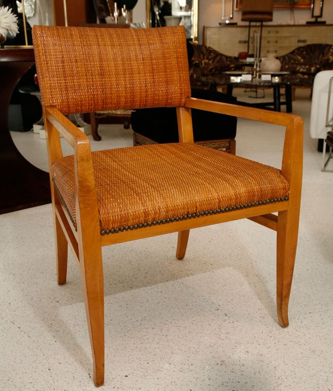 Walnut Armchair in Original Cane and Nailhead Detail 5