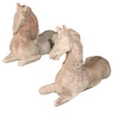 Pair of Recumbent Horses