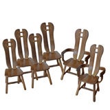 Set of 8 French Oak Dining Chairs