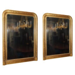 Antique Pair of French Gold Leaf Mirrors