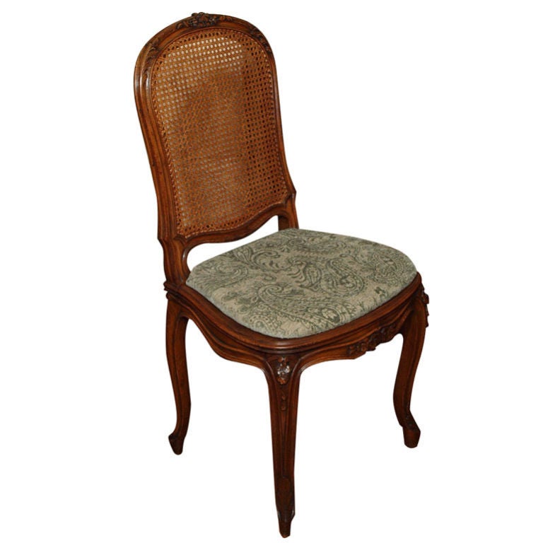 Set of Eight French Walnut Dining Chairs