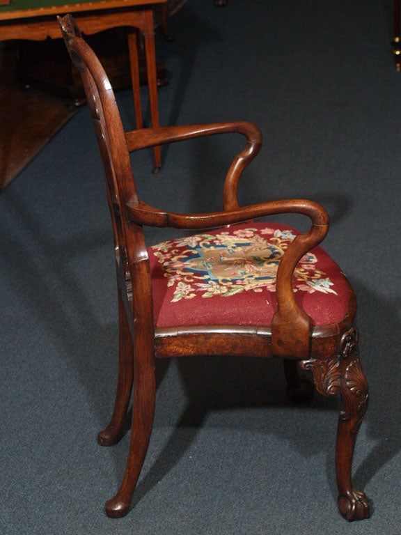 Antique English Georgian Style Burled Walnut Armchair 3