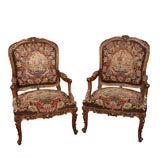 Pair of French Walnut Armchairs
