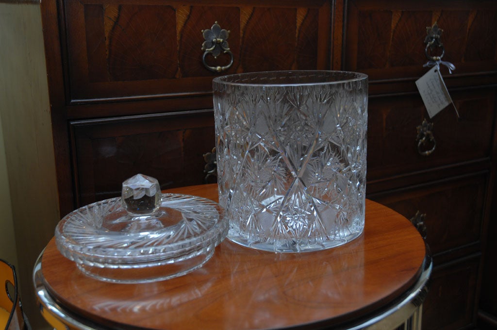 cut glass biscuit jar with lid
