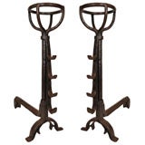 Large Forged Andirons