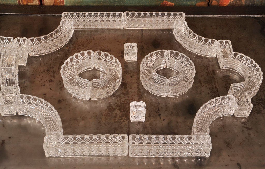 Elaborate 31 Piece Glass Centerpiece, with circular 