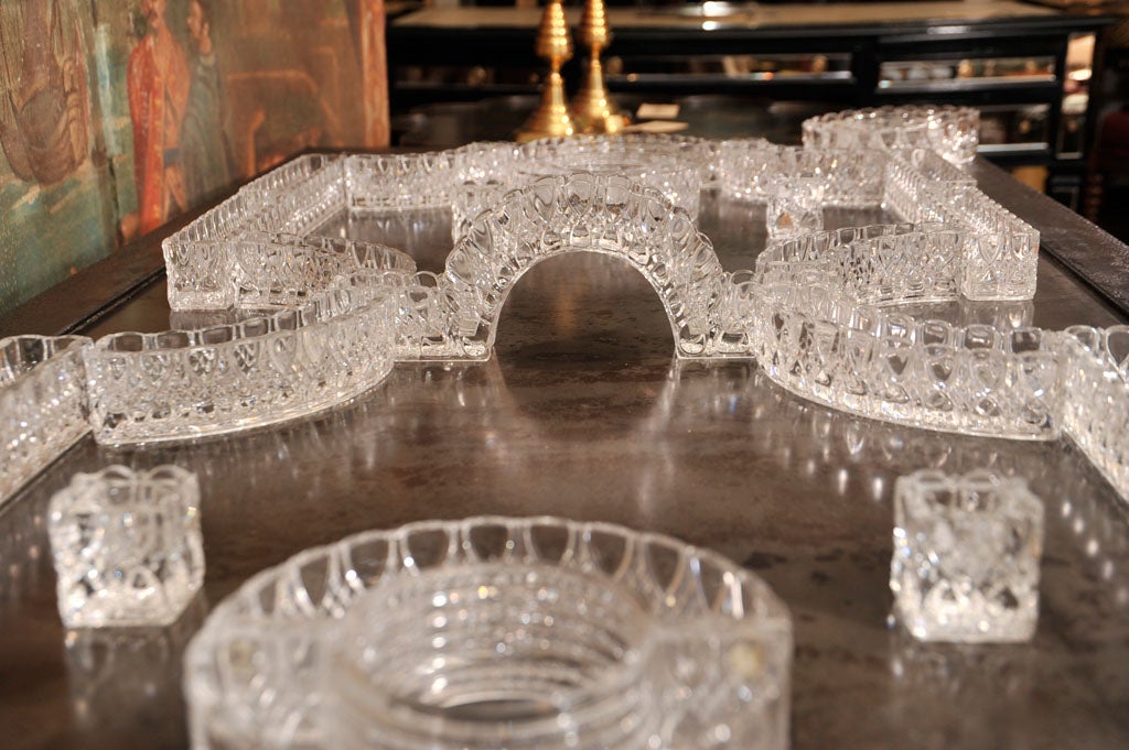 Elaborate 31 Piece Glass Centerpiece, Val St. Lambert, Belgium 1