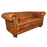 Vintage Leather Chesterfield Sofa, England, Early 20th Century