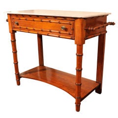 Antique Pitch Pine and Marble Washstand, England, Late 19th Century