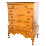 Tiger and birds eye maple tall chest with eight drawers