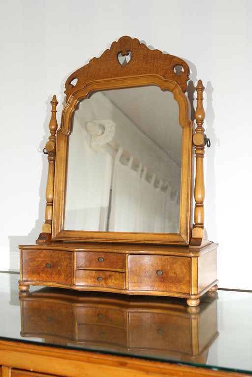 tiger and birds eye maple shaving mirror with heart