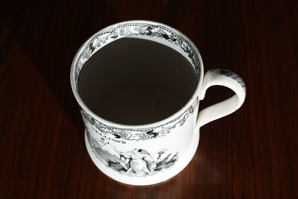 19th Century Rare Oddfellows Black Transferware Mug For Sale