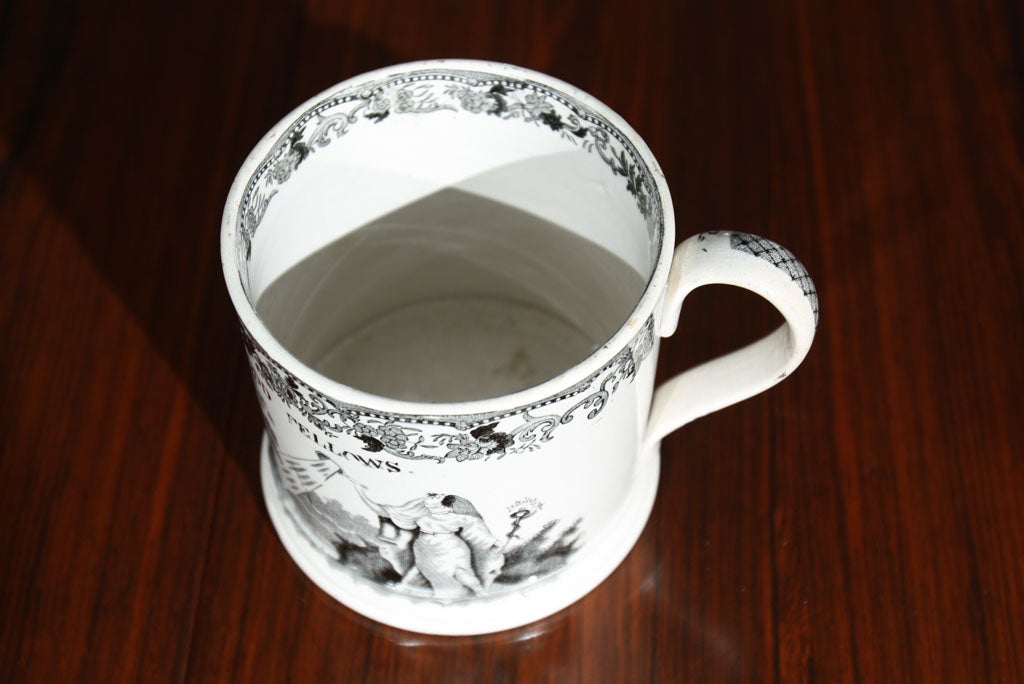 Pottery Rare Oddfellows Black Transferware Mug For Sale