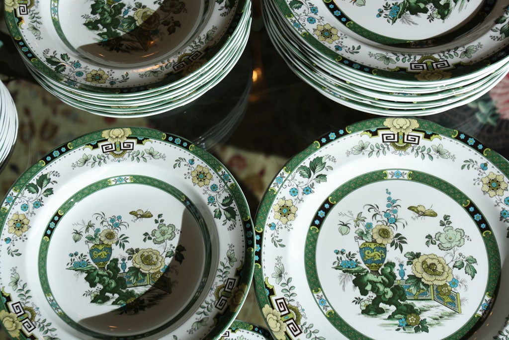 English Spode 32 pieces Green Siam China