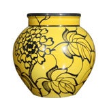 Hutchenreuther Yellow Vase with grey overly
