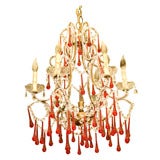 Pair of Vintage Red Chandeliers