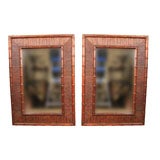 Pair of Bamboo and Rattan Mirrors