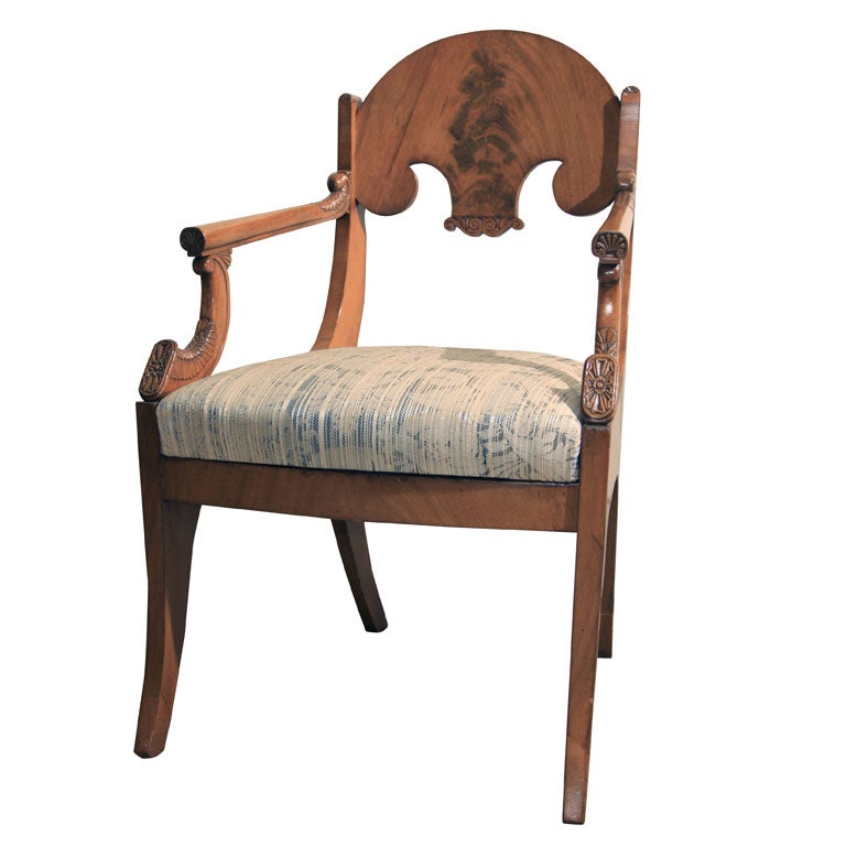 Russian Neo-Classic Walnut Arm Chair For Sale