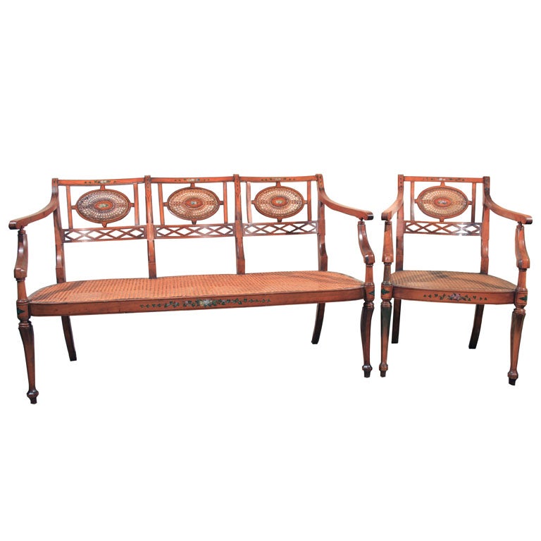 Regency Style Chair and Settee For Sale