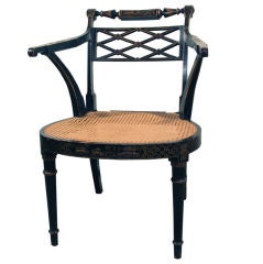 Regency Chinoiserie Caned  Armchair