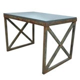 X-Base Iron Table with Stone Top