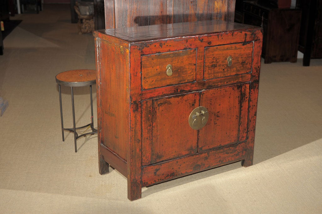 Red Lacquer Side Chest