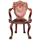 Antique American Carved Mahogany Arm Chair