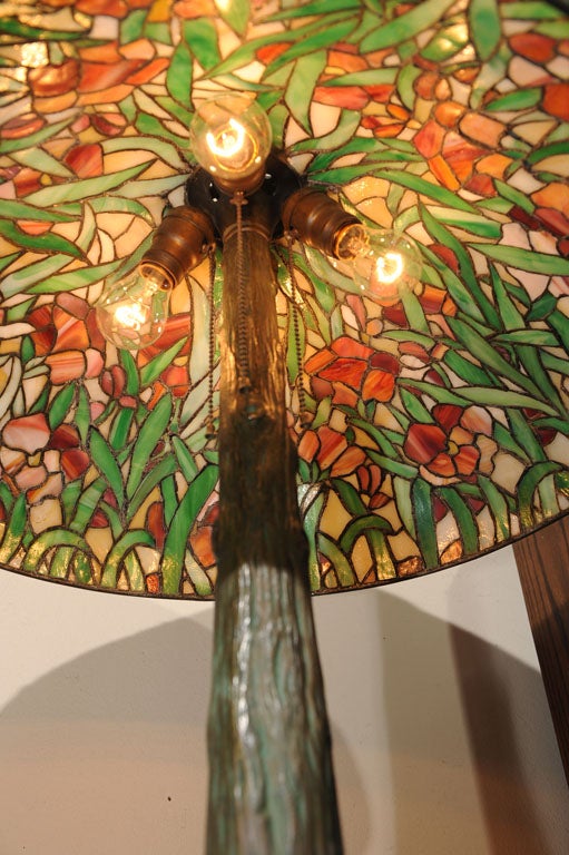 American Leaded Glass Table Lamp by Suess 2