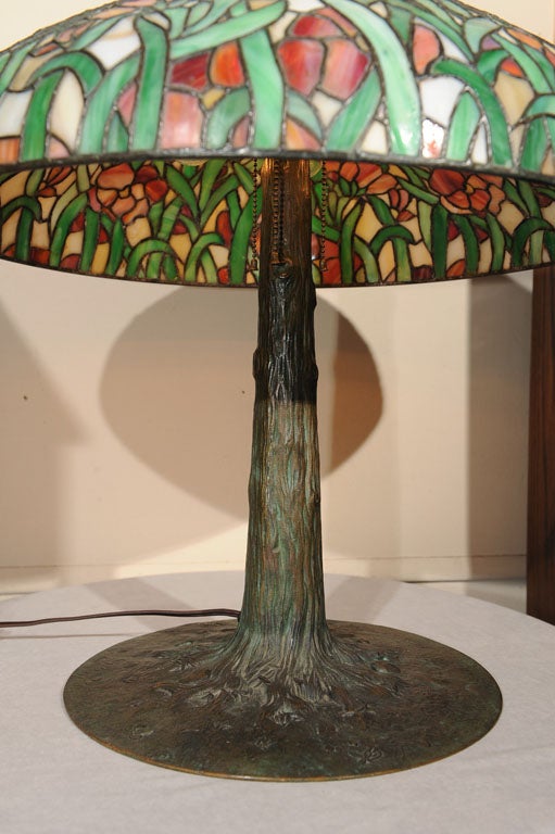 American Leaded Glass Table Lamp by Suess 3